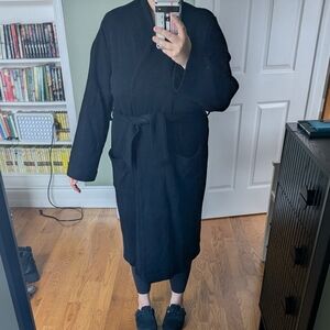 Elegant Black Belted Trench Coat